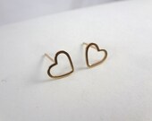 14K Gold heart earrings Gold heart studs Cute gold earrings Gold jewelry Gifts for her Mother's Day