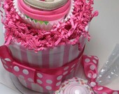 Baby Girl Diaper Cake and Onesie Lollipop Baby Shower Gift Set