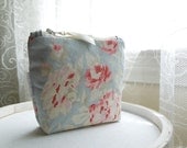 Pink and Blue Floral Cotton Coin Purse