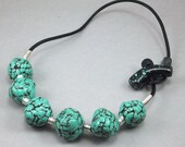 Handcrafted Necklace - Turquoise Nugget Choker No. 174