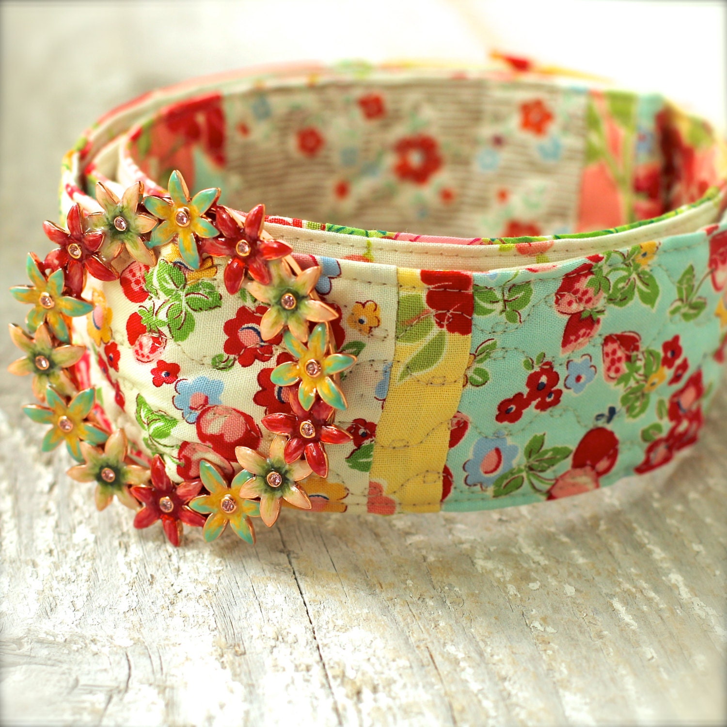 Farmhouse Picnic Flowers Patchwork Belt