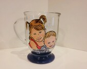 Hand Painted Glass - Original Custom Kids Caricature Wine Glass - Custom - Personalized
