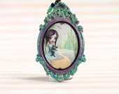 Toto and Dorothy. Wizard of Oz. original illustration neckalce. Miniature painting jewelry. Fairy tale art by KarolinFelix