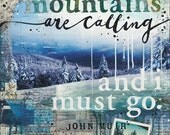 Mountains - 14x11 paper print - inspirational nature word art with typography