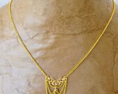Gold Leaf and Filigree Layered Chain Necklace