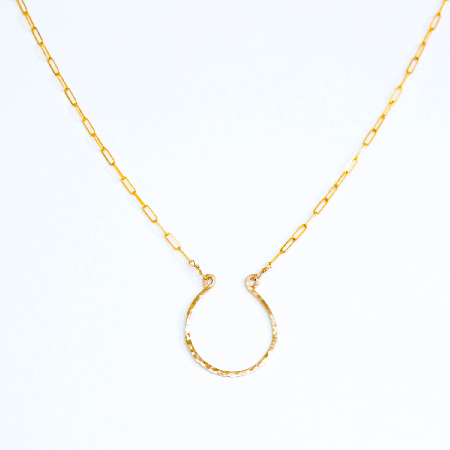 XL Good Luck Necklace / Wrap Bracelet - Handmade 14K Gold Filled Horseshoe Pendant / Bracelet Triple Wrap
