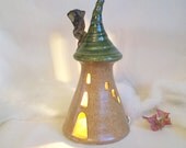 Tower, Fairy House - Night Light - Handmade, Wheel Thrown