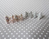 DARLING Petite Paved Bow Earrings in gold or silver