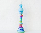 Vintage Lamp - Alice Wonderlamp - Sky Blue Boudoir Lighting w/ Ombre Over the Rainbow Color Cord
