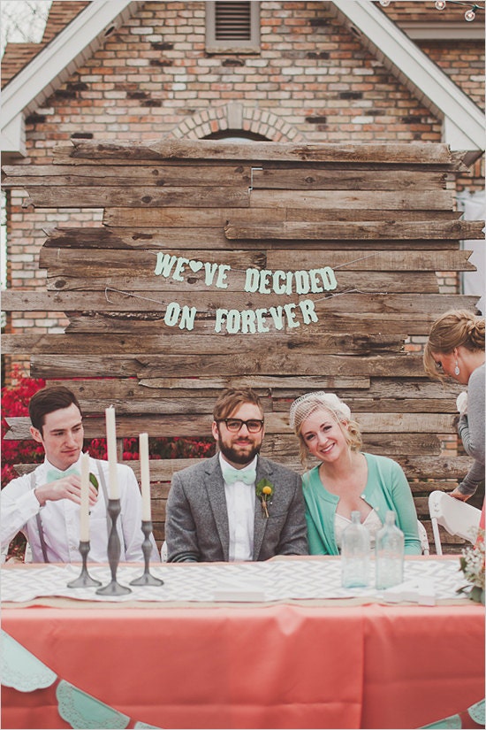 Rustic Engagement Sign/Banner/Photo Prop -We've Decided On Forever-Vintage Letters