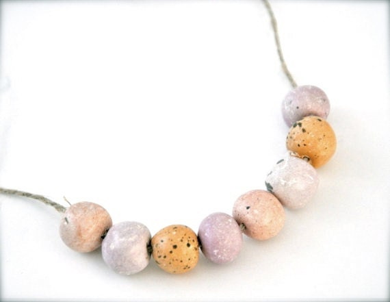 Boho Beaded Necklace - Spring Coral Pink Peach