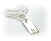 Initial Pendant Hand Stamped Personalized Silver Rectangle Bar