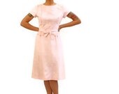 Mid Century Cocktail Dress Blush Pink Lace 50s 60s A Line Skirt