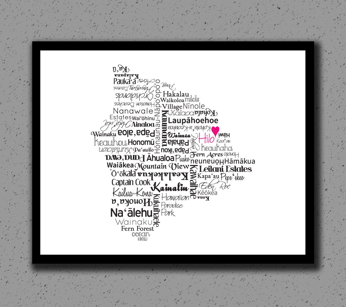 Hawaii Print, Map, Big Island, Hawaiian Islands, Destination Wedding, Country, Personalized, Custom, Gift, Cities, City, Housewarming Gift