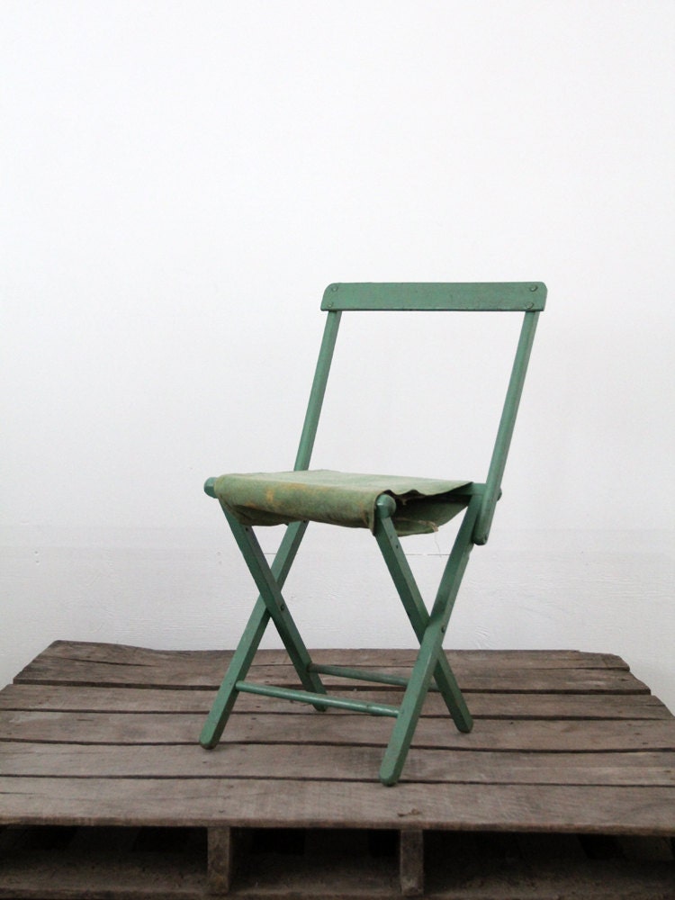 Vintage Camp Chair / Mint Green Folding Chair - 86home