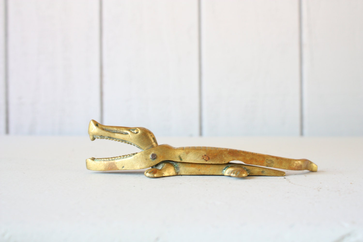 Brass Alligator Nutcracker // Solid Brass Paperweight