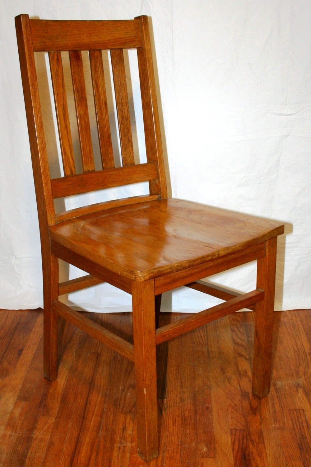 Antique Early American Arts & Crafts Stickley Style Mission Oak Wood Side Chair