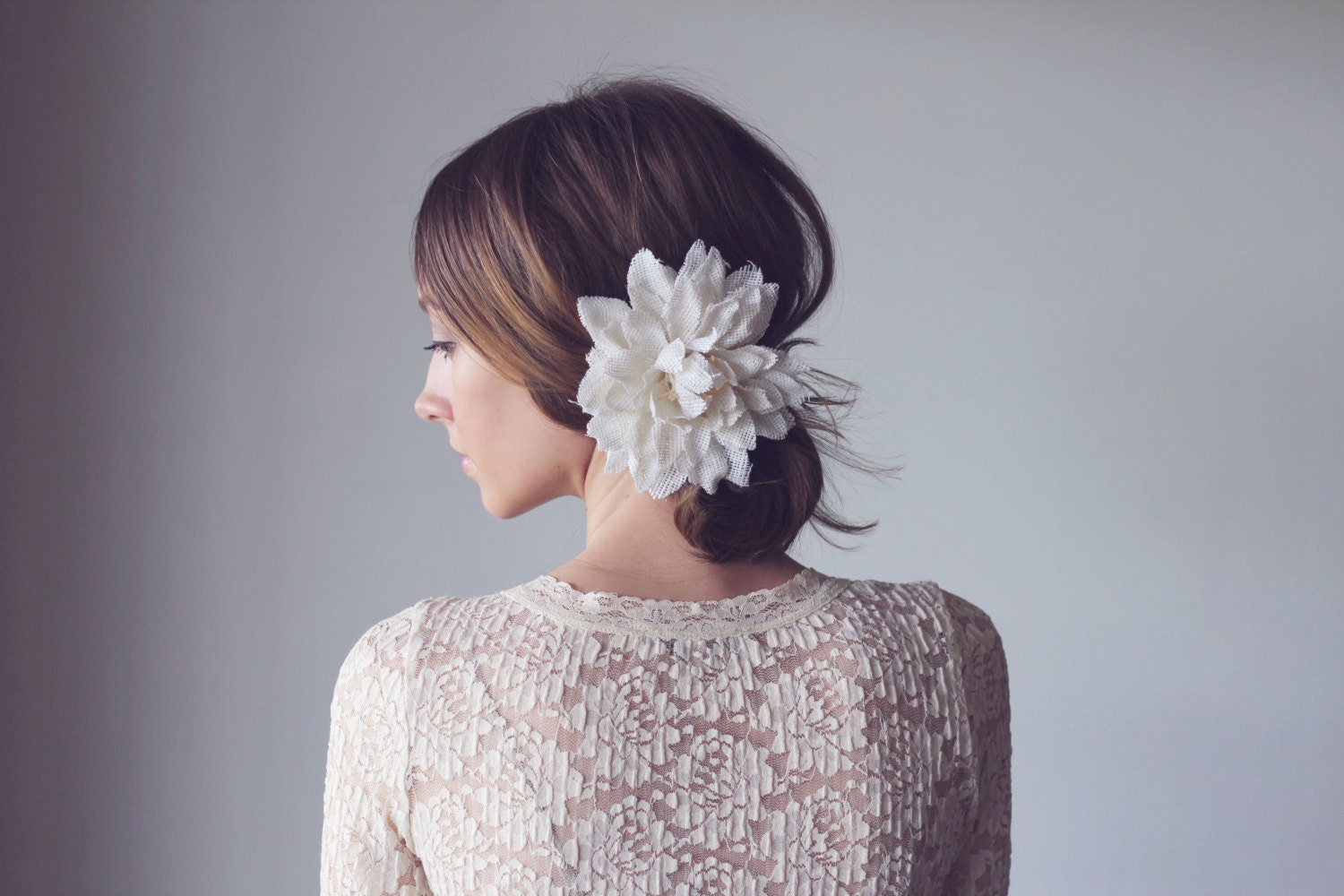 MADDIE -  bridal hair, wedding head piece, burlap hair piece, flower girl hair