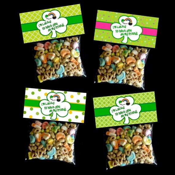 INSTANT DOWNLOAD - Printable St. Patrick's Treat Bag Toppers - Lucky You're My Friend - Boy & Girl Il_570xn
