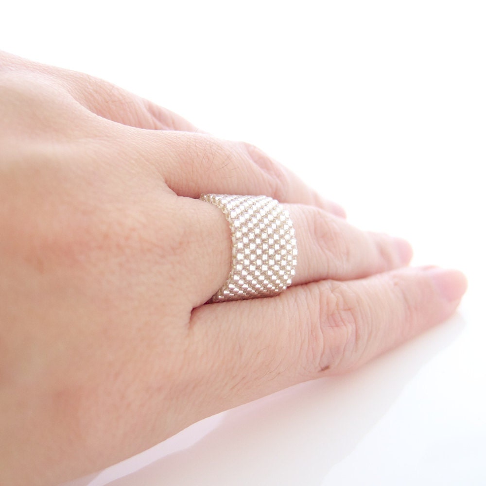 Silver Ring Band, Silver Beaded Ring, Classic Ring Band, Bridesmaid Ring, Unisex Ring, Couple Ring Bands, Handmade by JeannieRichard