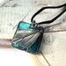 Teal Murano Glass Necklace - Silver Leaf Necklace - Geometric Necklace - Emerald Turquoise - Minimalist Simple Necklace - Nature Necklace