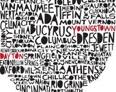 YOUR STATE Custom Illustration Print with Your Cities Highlighted
