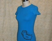 Captain Duck T Shirt My own design Hand cut template Ink printed on two sides Womens Medium