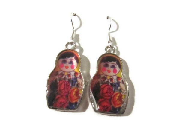 Rose Russian doll earrings Matryoshka doll earrings dangle earrings etsy uk nesting doll roses