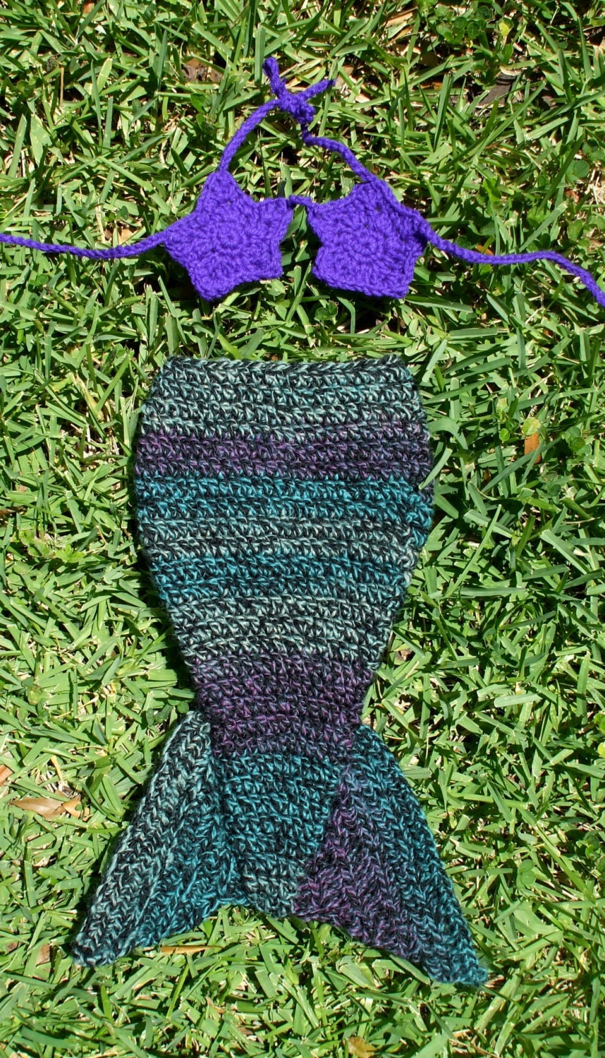 Newborn Crochet Mermaid Photography prop, costume, outfit size 0-3 Months