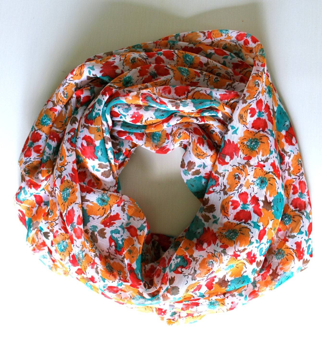Infinity Scarf, Colorful Flower Scarf, Fashion Scarf
