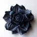 Dark Blue Leather Rose Flower Brooch