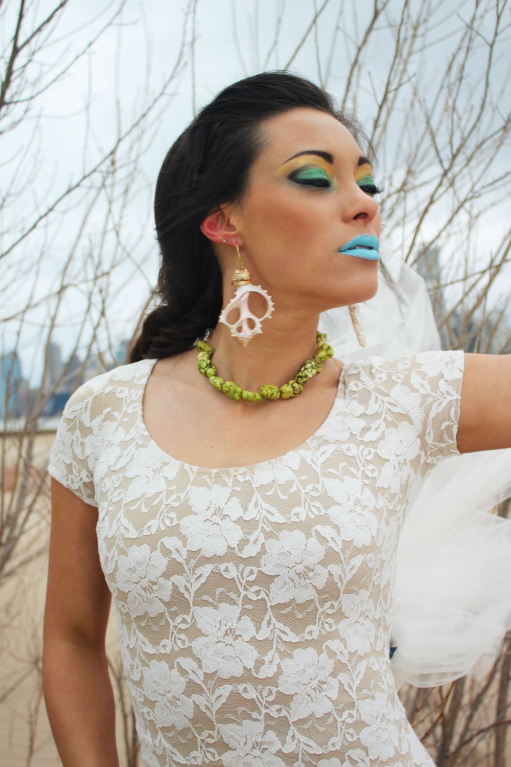 Sliced Shell Statement Earrings / Small / Beach Collection