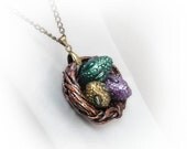 Nest pendant with dragon eggs, Game of Thrones inspired dragon nest necklace, fantasy jewelry