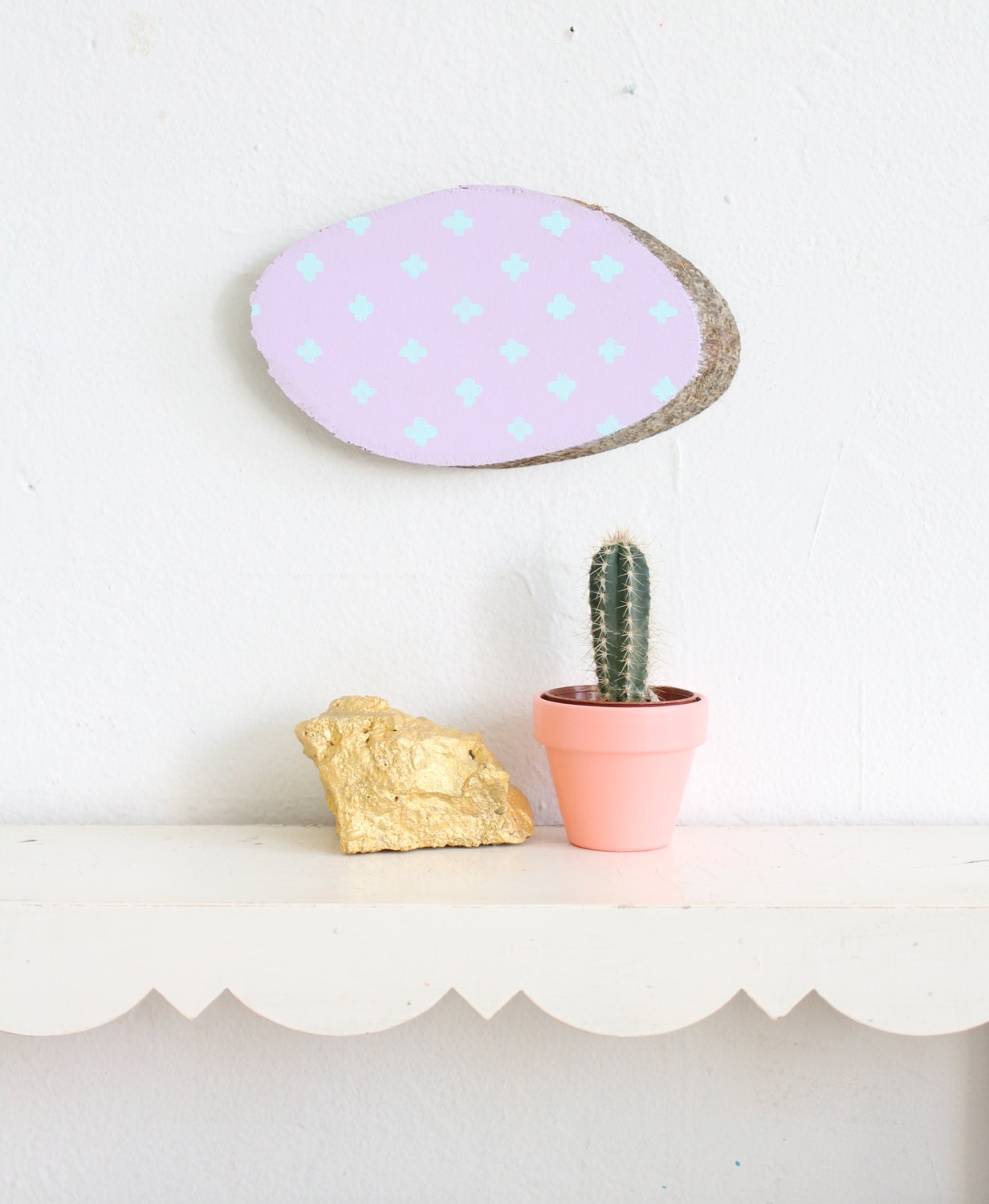 Wood wall art abstract painting on tree slice: limited edition wall hanging