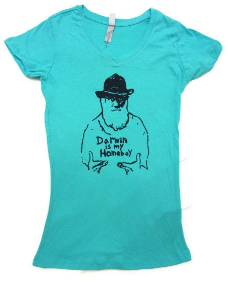 Charles Darwin Evolutionary Biology T-shirt - Darwin is My Homeboy - Women's Funny Science Humor T-Shirt for Her