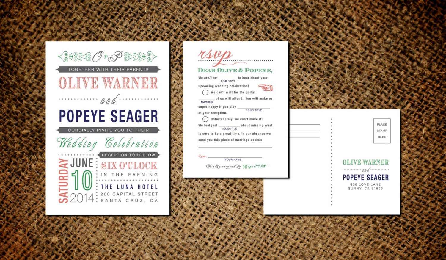 Classic Vintage Wedding Invitation & Mad Libs RSVP Card - Old Fashioned Style - Printable DIY