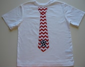 Boys Appliquéd Patriotic Tie T-Shirt or Onesie Red Chevron Tie with Blue Star Hand Stitch Details White Navy Dots Photo Shoot Handcrafted