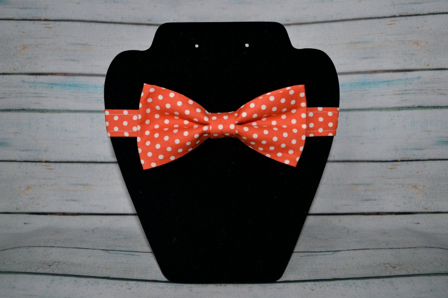 Coral Salmon with White Polka Dots Adjustable Baby / Toddler / Child Bow Tie