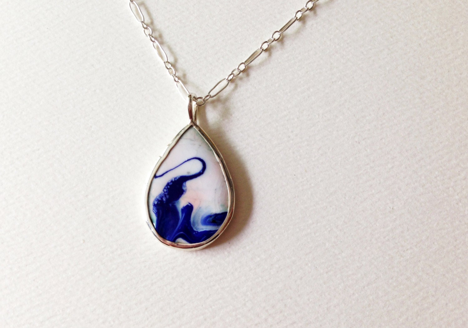 ON CONSIGNMENT Stream- Enameled Bezel Set Pendant