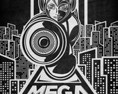 Mega Man Geek Line Artly - signed museum quality giclée fine art print 16" x 20"