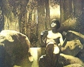 1911 Maxfield PARRISH PAN in the WOODS Fairy Tale Print