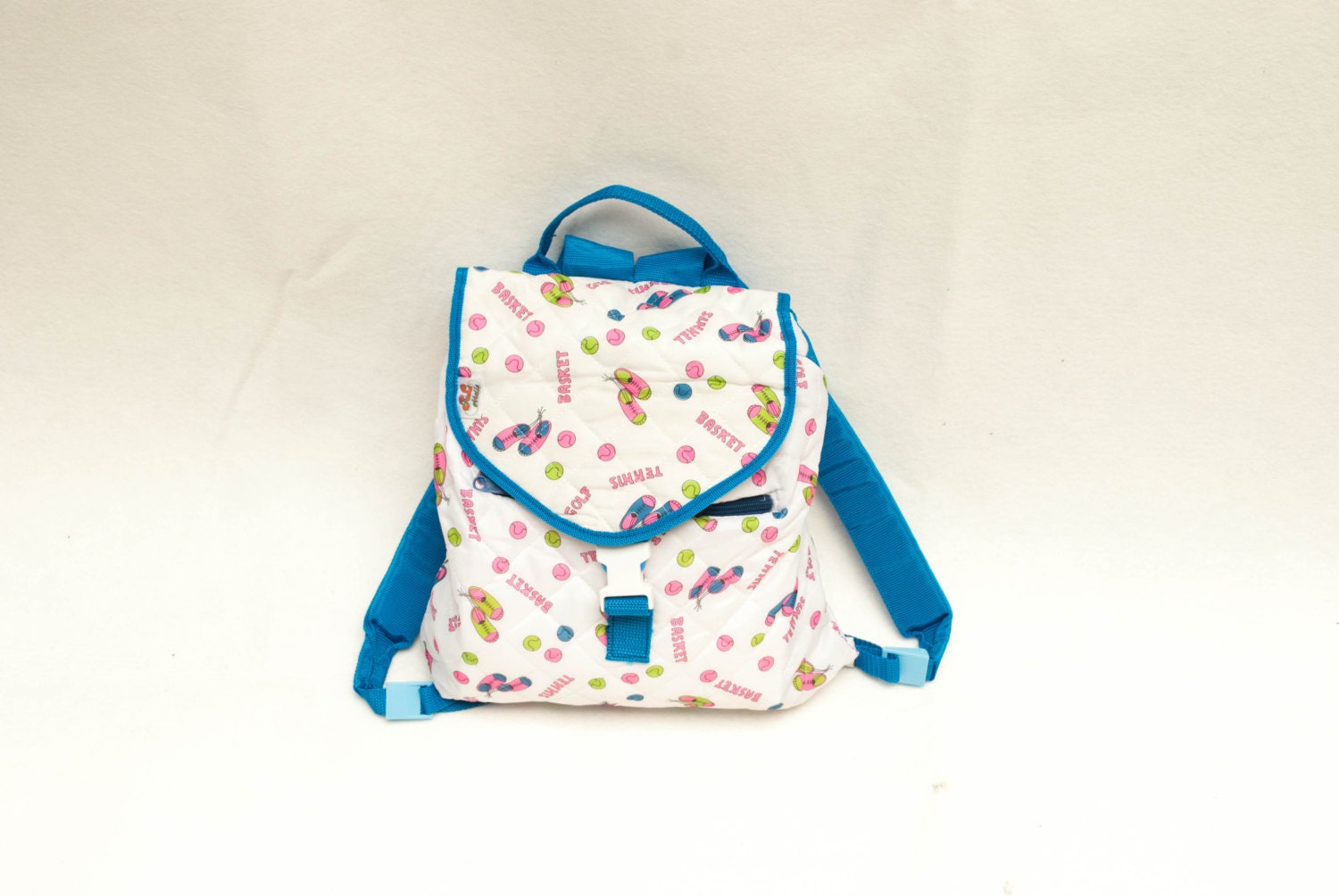 Vintage colorful white blue backpack rucksack children hipster size small