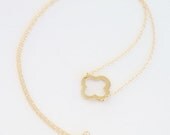 Gold Quatrefoil Necklace - Quatrefoil Jewelry - Gold Filled or Sterling Silver - Classic Necklace - Everyday Jewelry, Lucky Clover Necklace