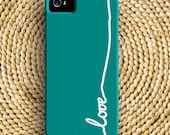 Cursive Love Barely-There iPhone 5 Case in Teal (In Stock & Ready to Ship) - Gift for Her, Phone / Device Accessory
