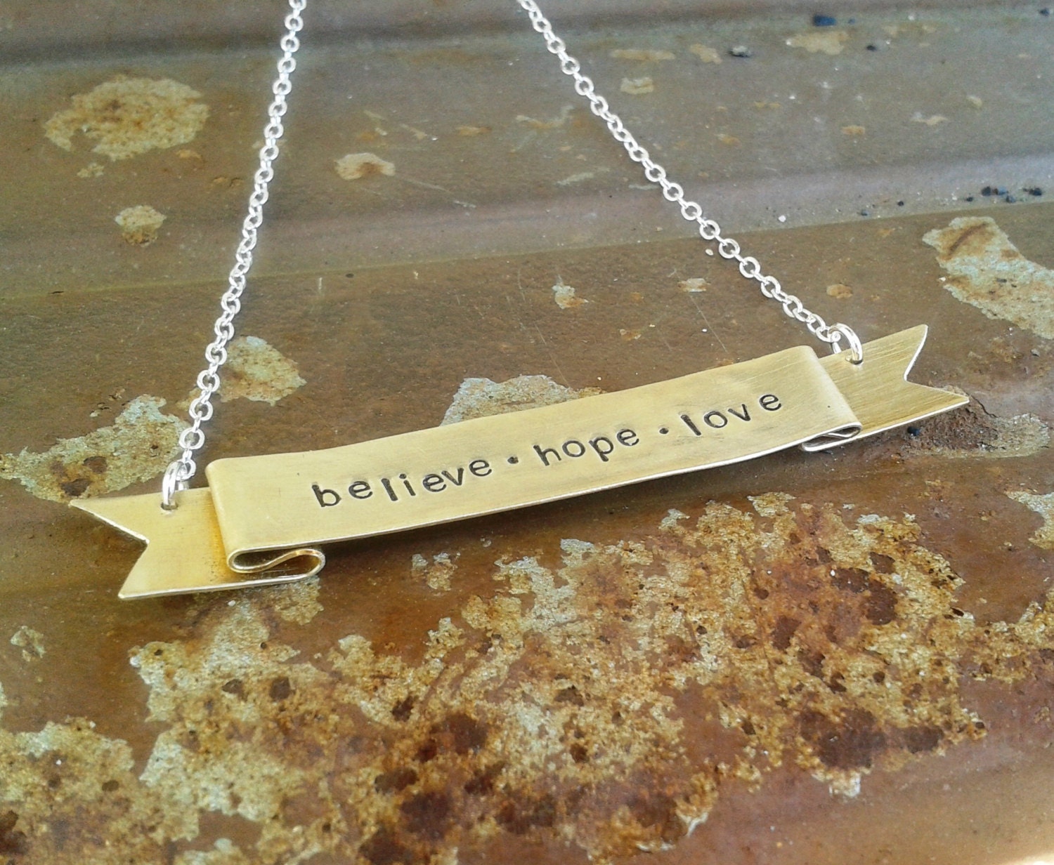 Banner Necklace - Brass Ribbon Necklace