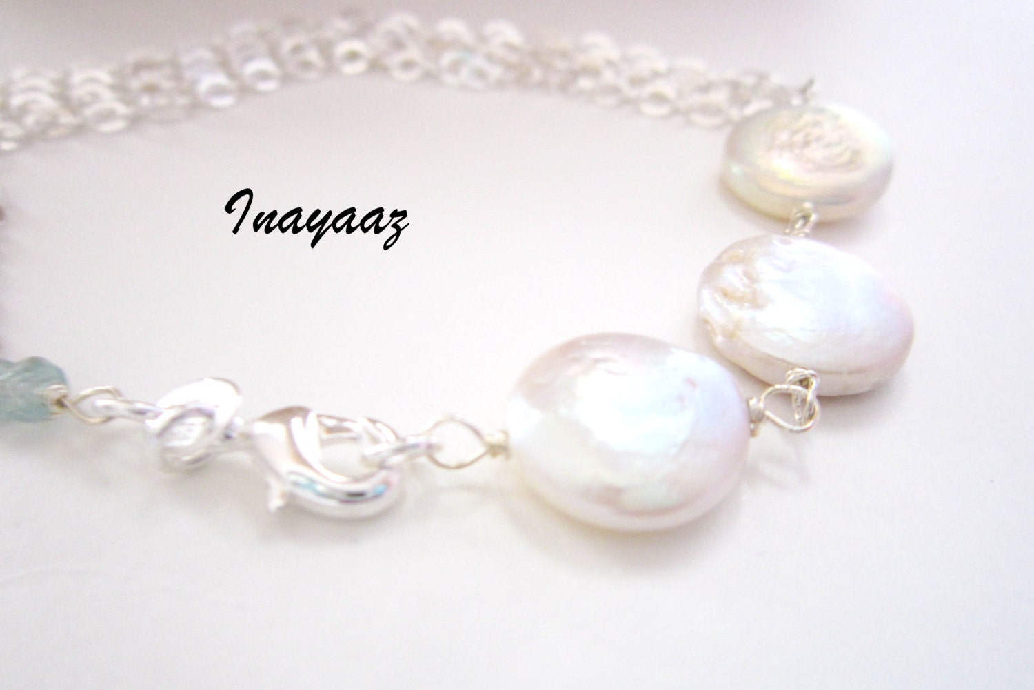 Coin Pearl Bracelet,Fresh water pearl Asymmetrical Bracelet Semiprecious Wire Wrapped Sterling Silver Jewelry Free Shipping