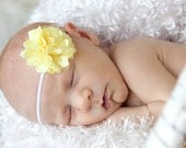 Baby Headband Satin Tulle Flower Headband Baby girl headband Newborn headband Tiny Flower  Petite flower Bow