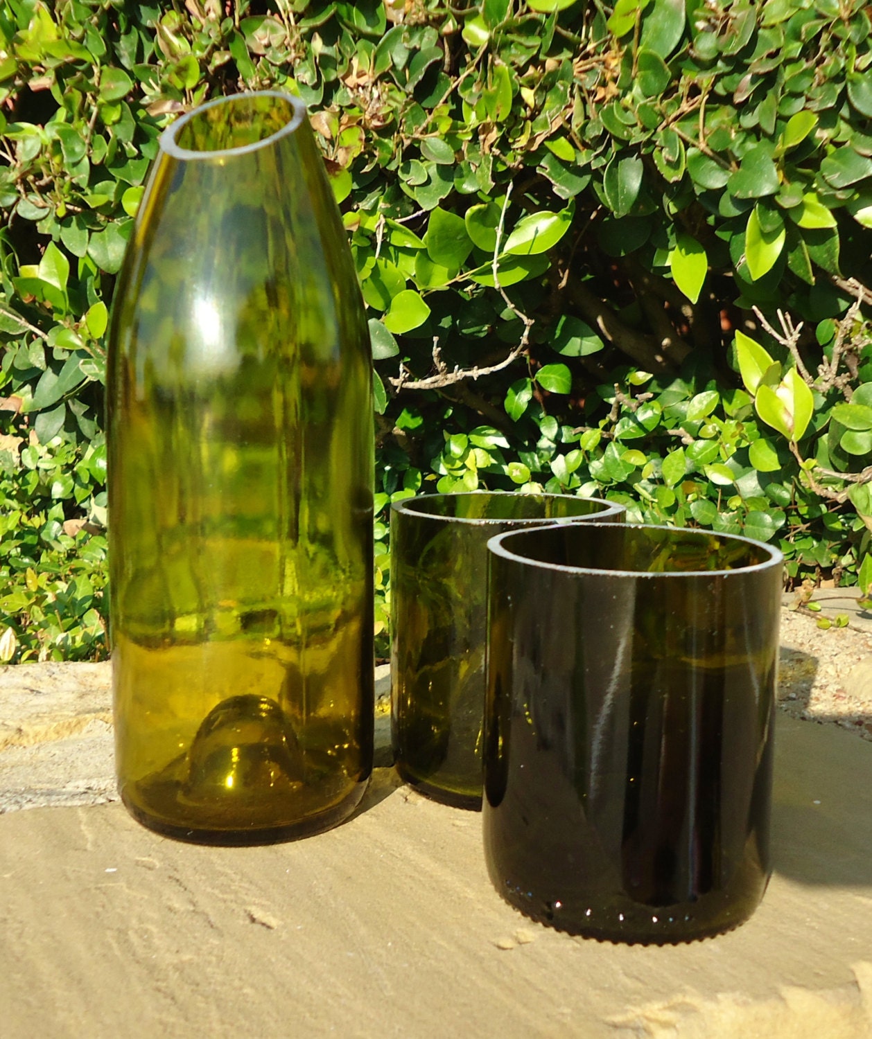 Vase or Carafe Pitcher Made From a Recycled Wine Bottle Lg Quantities Available