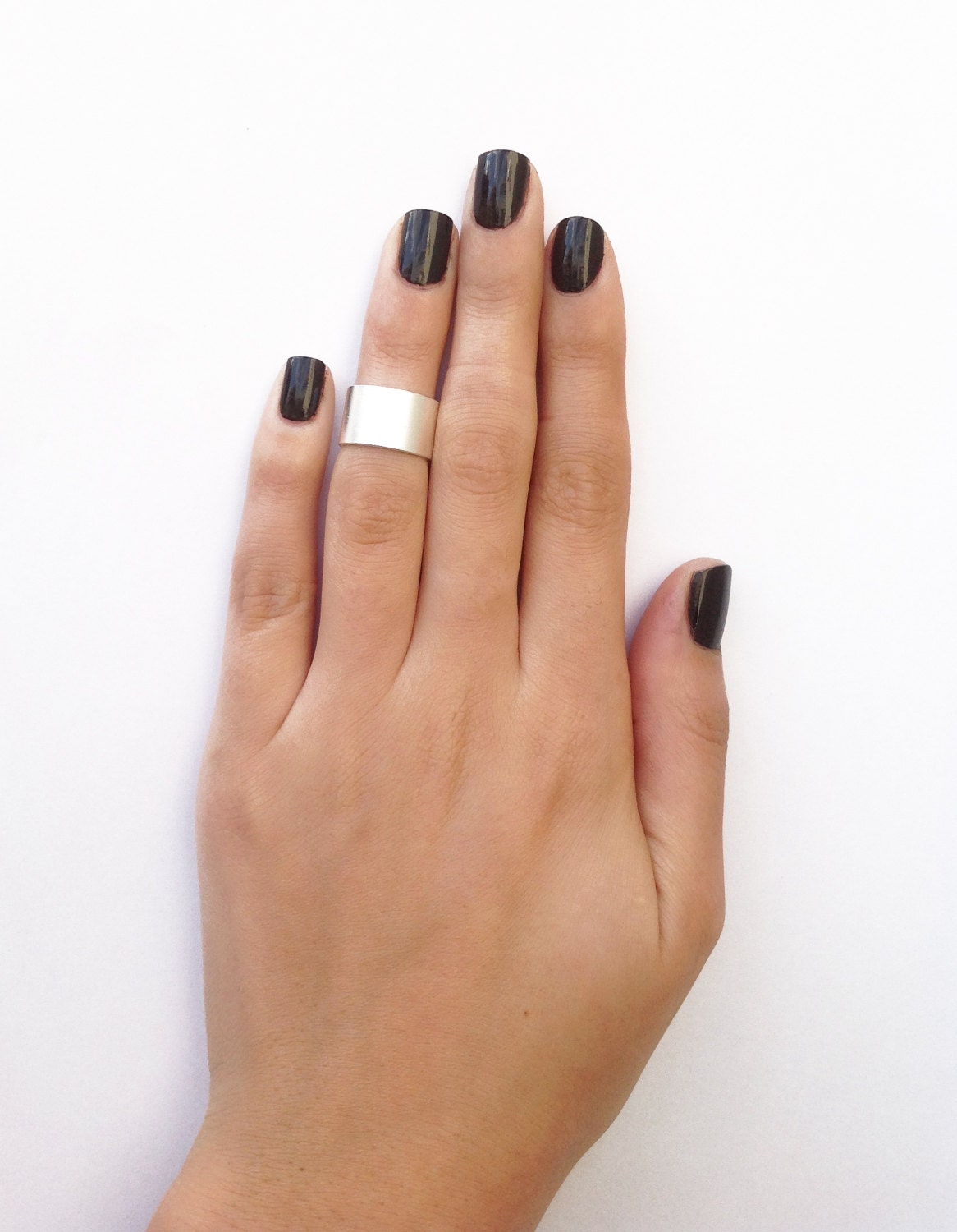 Cuff matt silver knuckle ring - cuff silver midi ring size 3