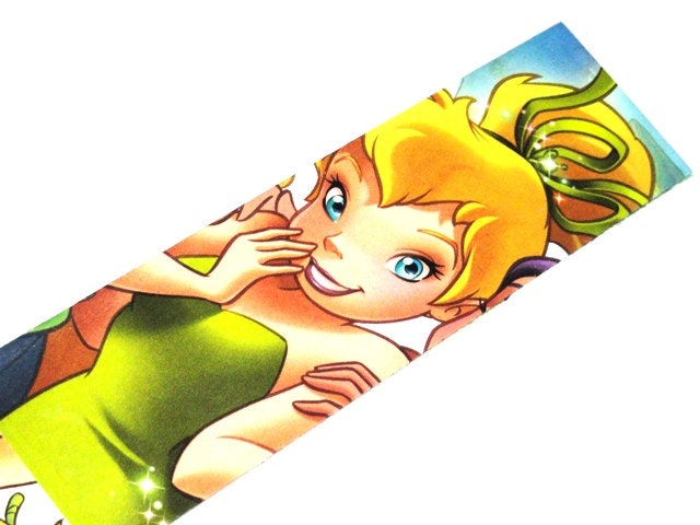 Tinkerbell (tinker bell) Pixie Hollow Bookmark inspired by Disney Fairies OOAK ( Fawn Rosetta Silvermist Vidia ) Laminated recycled girls